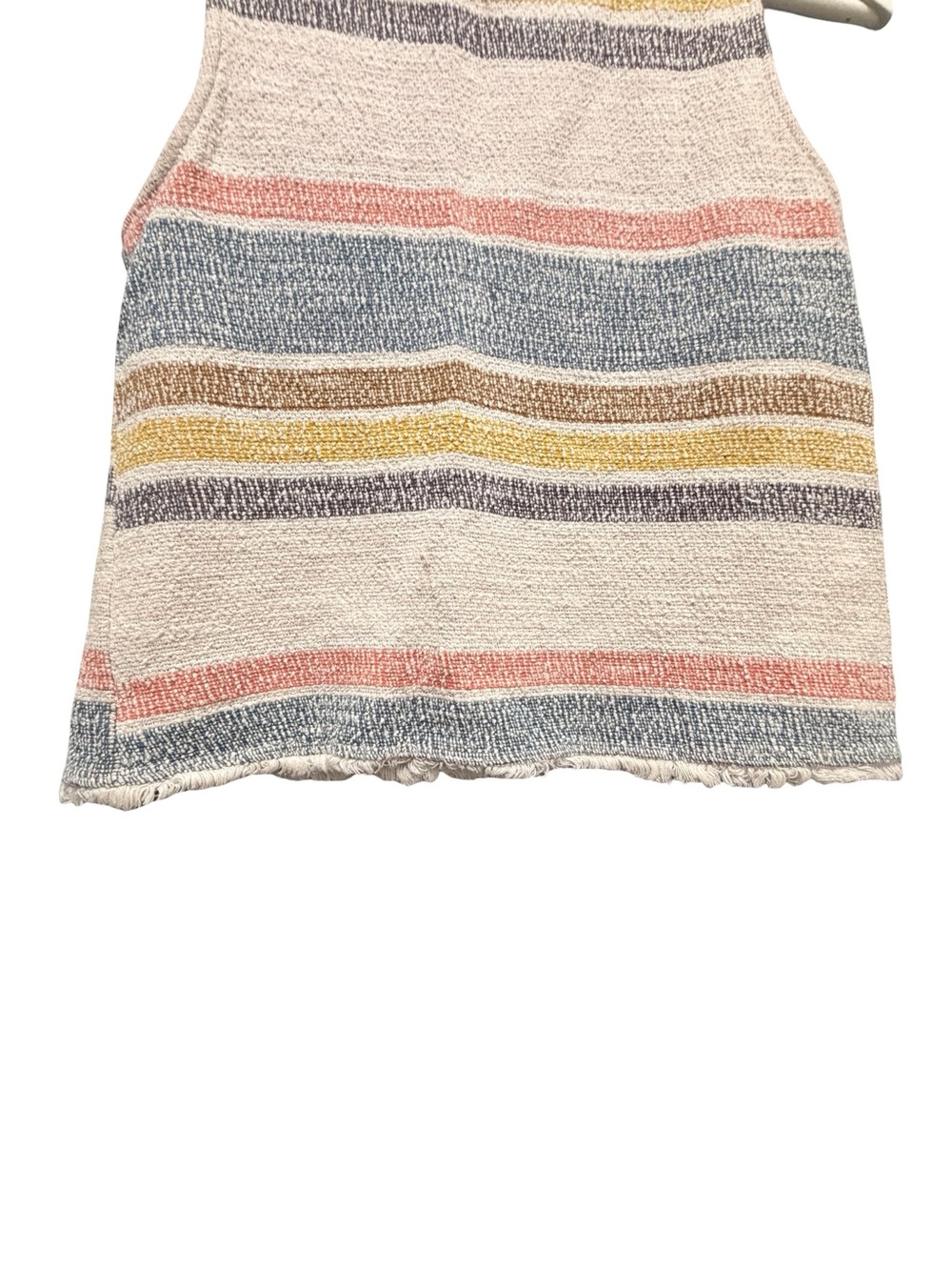 Green Envelope Pastel Stripe Boucle Crop Sleeveless Knit Tank Made in USA Small - Picture 4 of 6